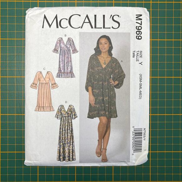 McCalls M7969 Boho Farmhouse Dress Sewing Pattern Sizes XSM-SML-MED New Uncut! - Picture 1 of 5